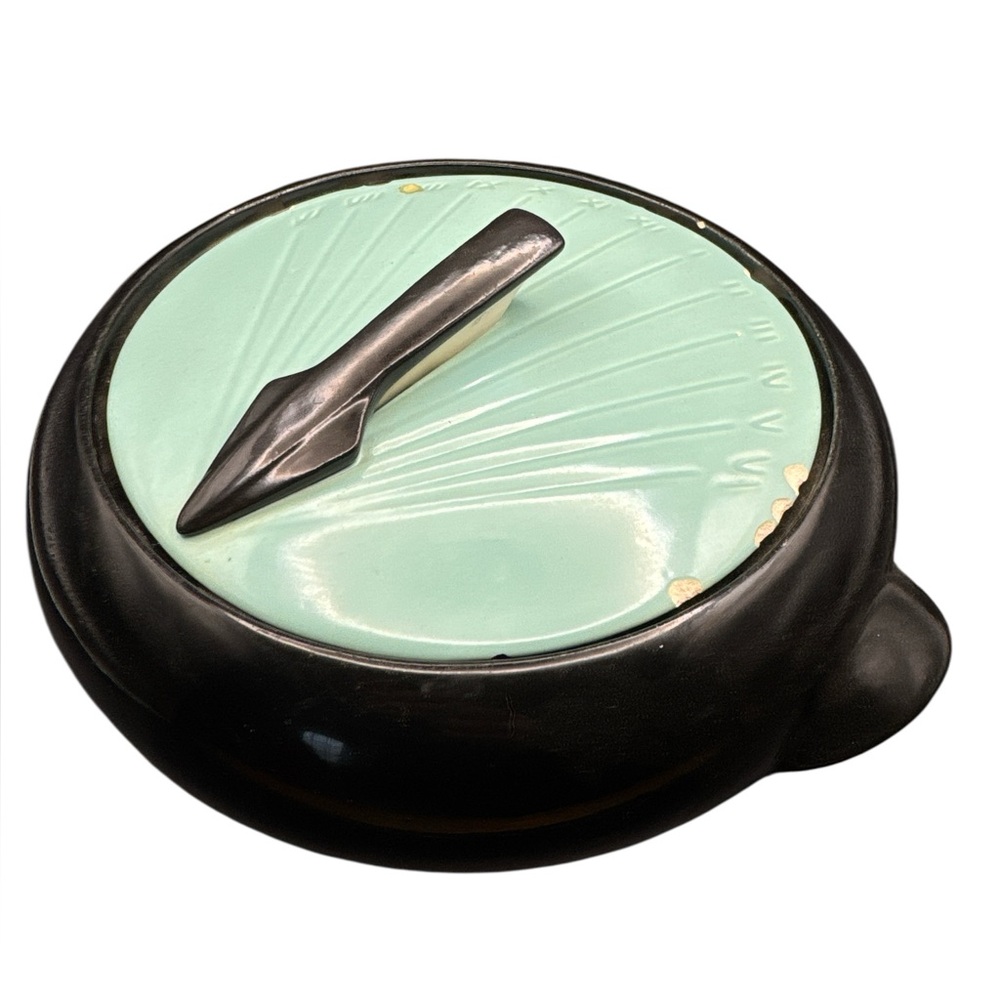 Vintage MCM Shawnee Kenwood Sundial Bowl Black Turquoise Casserole Dish